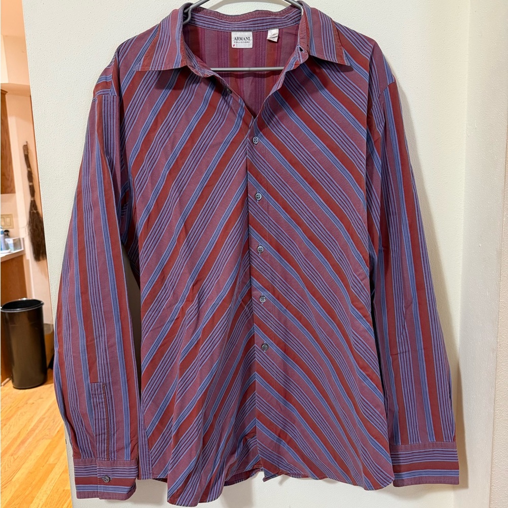 Armani Vintage Striped Button-Up Shirt
